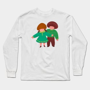 Cute and happy mushroom boy and girl, version 1 Long Sleeve T-Shirt